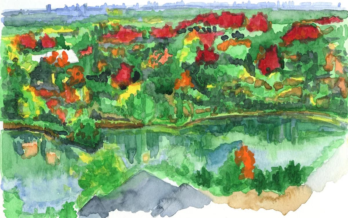 Watercolour sketch of autumn foliage